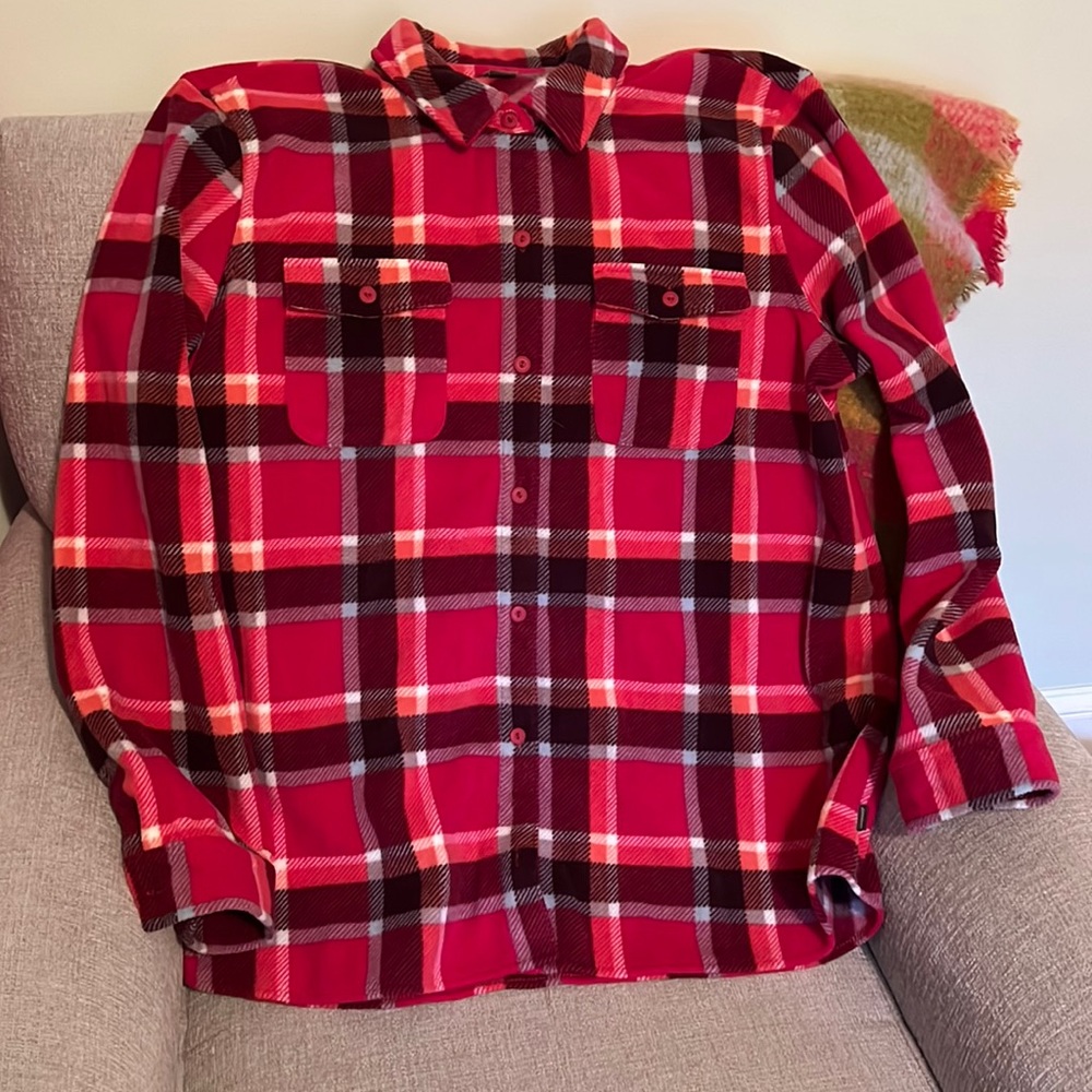 Eddie Bauer Raspberry Plaid Fleece Shirt - Like New!!!